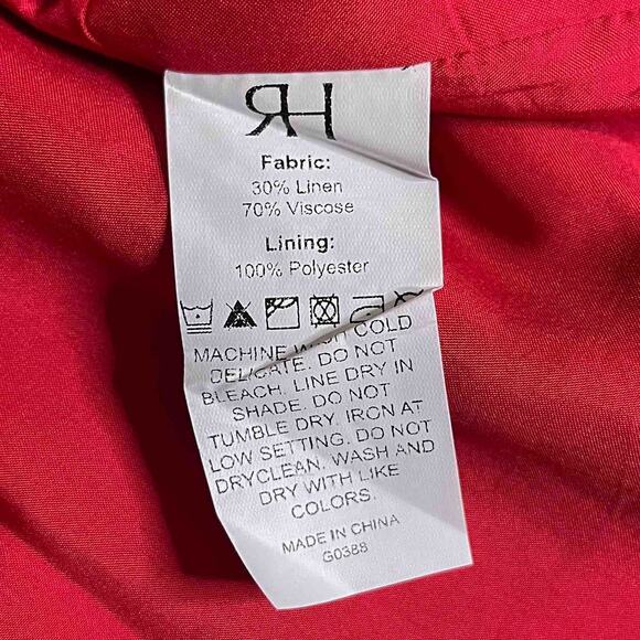 NWT Women's Rihoas The Red V Neck Sleeveless A-Line Linen Mini Dress Size XS - Picture 5 of 7